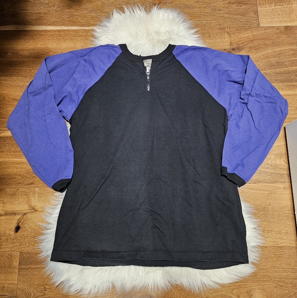 Vintage Black and Purple Men's Quarter Zip Long Sleeve